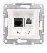 SDN5200123 Розетка RJ45&amp;RJ11 (компьютерная&amp; телефонная) категория 6 неэкранированная UTP Sedna слоновая кость