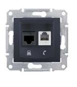 SDN5200170 Розетка RJ45+RJ11 (компьютерная + телефонная) категория 6 неэкранированная UTP Sedna графит. Schenider Electric