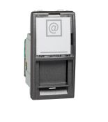 (MGU3.410.12) Механизм компьютерной розетки RJ45 кат. 5Е. UTP. с полем для надписи неэкранированная. 1 модуль Unica Графит. Schneider Electric (MGU3.410.12) Механизм компьютерной розетки RJ45 кат. 5Е. UTP. с полем для надписи неэкранированная. 1 модуль Unica Графит. Schneider Electric