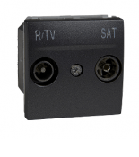 (MGU3.454.12) Механизм розетка TV/R/SAT (телевизионная;радио;спутник) одиночная Unica графит. Schneider Electric