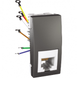 (MGU3.491.12) Механизм телефонной розетки RJ12 (6 контактов). 1 модуль Unica графит. Schneider Electric