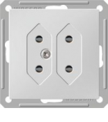 (RS6-253-5-86) Розетка под плоские вилки серия Wessen W59 без рамки матовый хром. Schneider Electric (RS6-253-5-86) Розетка под плоские вилки серия Wessen W59 без рамки матовый хром. Schneider Electric
