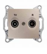 SDN3301868 Розетка TV/R (телевизионная&amp; радио) 4 дБ проходная Sedna титан. Schneider Electric