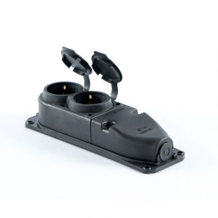 Подвійна розетка 1x16A з кришками Eraplast 420909 чорна