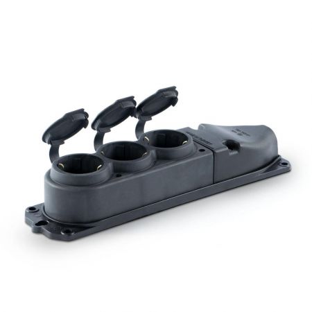 Потрійна розетка 1x16A з кришками Eraplast 420912 чорна