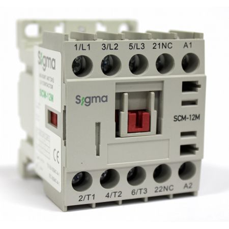 (SCM-12M NO (48V AC)) Контактор SCM c доп. контактом. Iном=12 A. 5.5 кВт. 1NO. Uкат.=48V ~. SIGMA