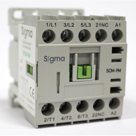 (SCM-9M NO (24V AC)) Контактор SCM c доп. контактом. Iном=9 A. 4 кВт. 1NO. Uкат.=24V ~. SIGMA