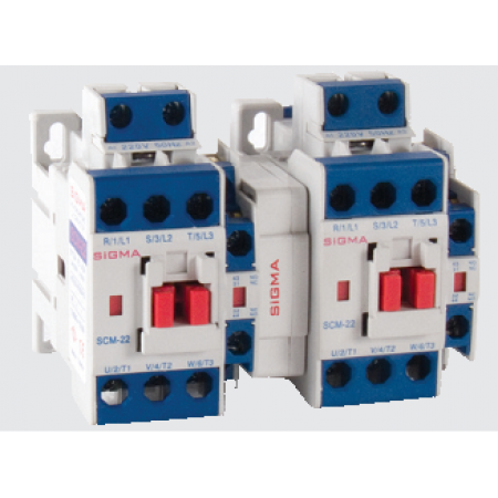(SCR-40) Реверсивный контактор SCR. Iном=40 Aмпер. 30 кВт. 1NO+1NC. Uкат.=220V ~ 60 Гц. SIGMA