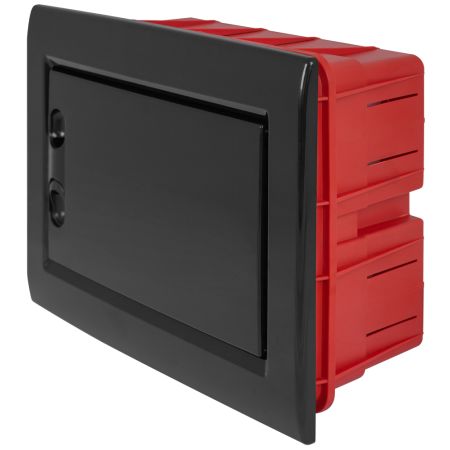 (CP12908B) Корпус пластиковый на 8 модулей e.plbox.pro.w.08b.black встроенный. черный с непрозрачной дверцей IP40. E.NEXT