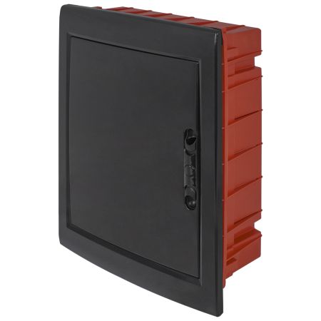 (CP12924B) Корпус пластиковый на 24 модулей e.plbox.pro.w.24b.black встроенный. черный с непрозрачной дверцей IP40. E.NEXT
