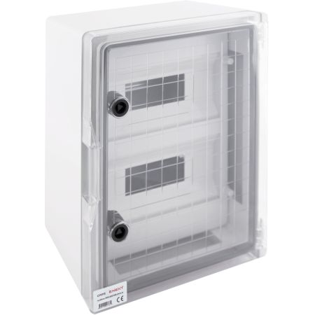 (CP5113) Корпус ударопрочный с АБС-пластика e.plbox.300.400.165.24m.tr. 300х400х165мм. IP65 с прозрачной дверью и панелью под 24 модуля. E.NEXT