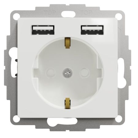 (SDD111052) Розетка с заземлением + 2 USB тип А Sedna Design. белый. Schenider Electric