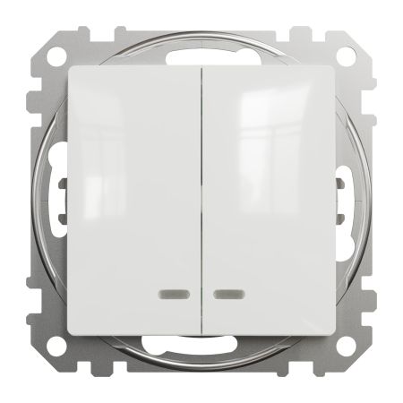 (SDD111105L) Двухклавишный выключатель с подсветкой Sedna Design. белый. Schenider Electric