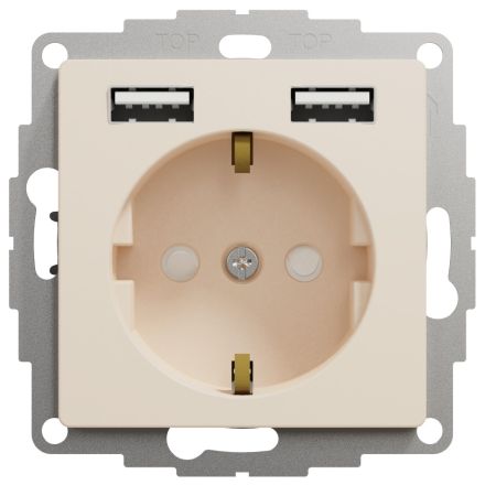 (SDD112052) Розетка с заземлением + 2 USB тип А Sedna Design. бежевый. Schenider Electric