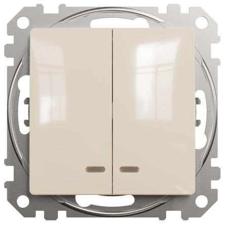 (SDD112105L) Двухклавишный выключатель с подсветкой Sedna Design. бежевый. Schenider Electric