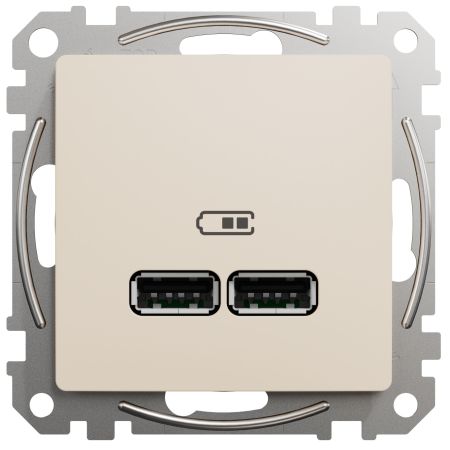 (SDD112401) Розетка USB тип A+А 2.1A Sedna Design. бежевый. Schenider Electric