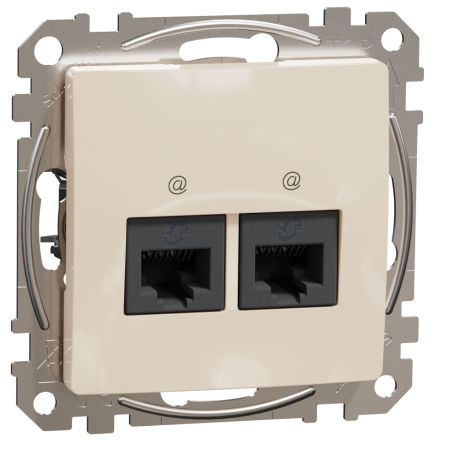 (SDD112452) Двойная компьютерная розетка RJ45 кат. 5е UTP. Sedna Design. бежевый. Schenider Electric