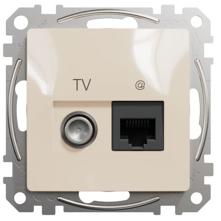 (SDD112469T) Розетка телевизионная и компьютерная TV+RJ45 кат. 6 UTP. Sedna Design. бежевый. Schenider Electric