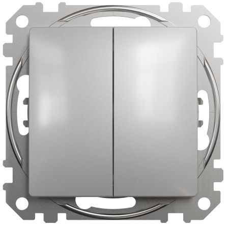 (SDD113105) Двуклавишный кнопочный выключатель Sedna Design. алюминий. Schenider Electric