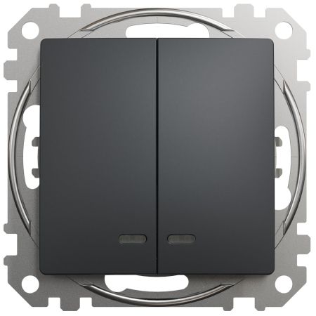 (SDD114105L) Двухклавишный выключатель с подсветкой Sedna Design. чёрный. Schenider Electric
