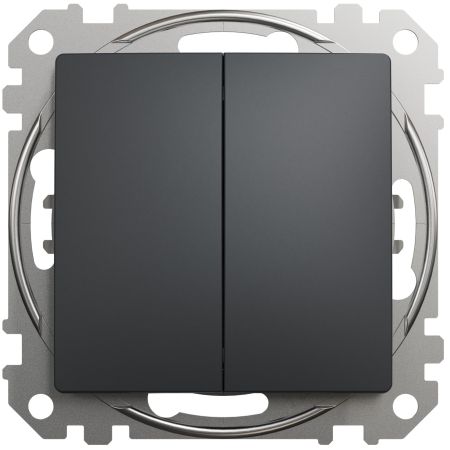 (SDD114108) Двуклавишный проходной выключатель Sedna Design. чёрный. Schenider Electric