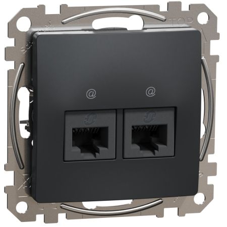 (SDD114452) Двойная компьютерная розетка RJ45 кат. 5е UTP. Sedna Design. чёрный. Schenider Electric
