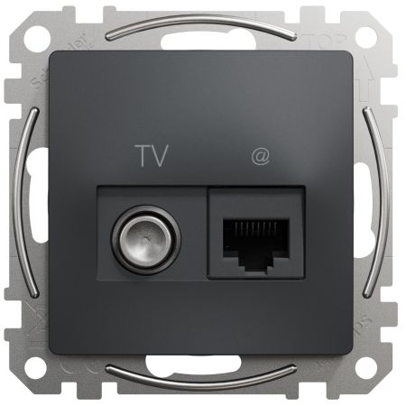 (SDD114469T) Розетка телевизионная и компьютерная TV+RJ45 кат. 6 UTP. Sedna Design. чёрный. Schenider Electric