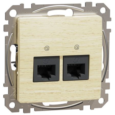 (SDD180452) Двойная компьютерная розетка RJ45 кат. 5е UTP. Sedna Elements. береза. Schenider Electric