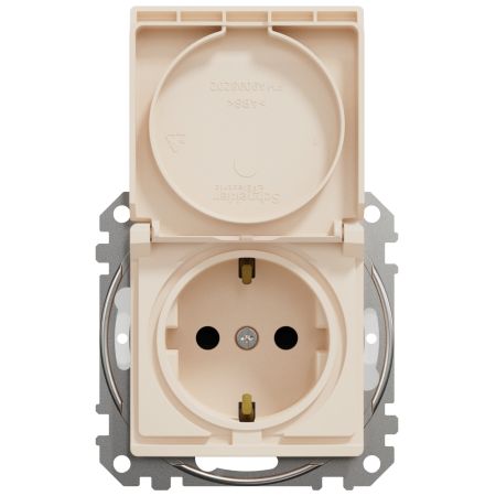 (SDD212024) Розетка с з/к со шторками и с крышкой IP44 Sedna Design. бежевый. Schenider Electric