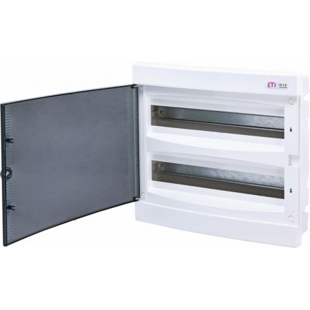 (1101083) Распределительный щит ECM 2х18 PT IP40. 2 ряд 18 модулей. внутренней установки. встраиваемый. прозрачная дверь. ETI