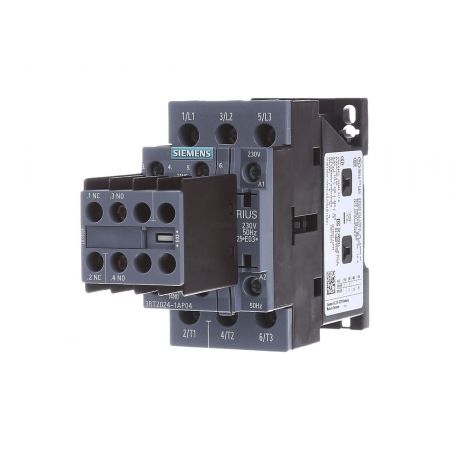 (3RT2024-1AP04) Контактор 3RT2 S0 (230V50/60HZ). Iном.=12 A. 5.5 кВт. 2NO+2NC. SIEMENS
