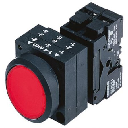 (3SB3203-0AA21) Кнопка нажимная. утапливаемая серия 3SB3. 1 NC. красный. SIEMENS