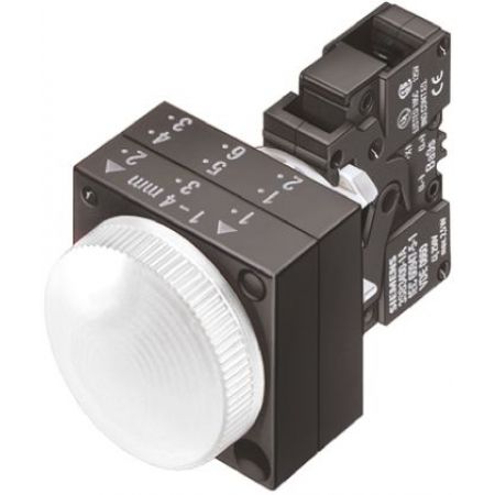(3SB3252-6BA60) Световой индикатор с гладким светофильтром. со встроенным светодиодом серия 3SB3. AC 230V. белый. SIEMENS