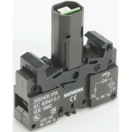 (3SB3400-1RA) Ламповый патрон со встроенным светодиодом серия 3SB3. AC 230V. желтый. SIEMENS