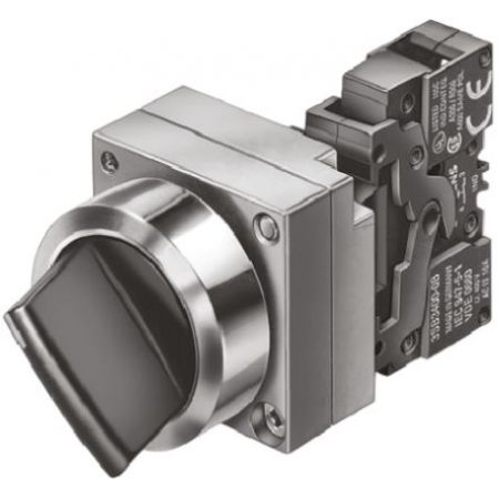 (3SB3610-2DA11) Переключатель поворотный. три положения «I-0-II» с фиксацией серия 3SB3. 1 NO. 1 NO. черный. SIEMENS