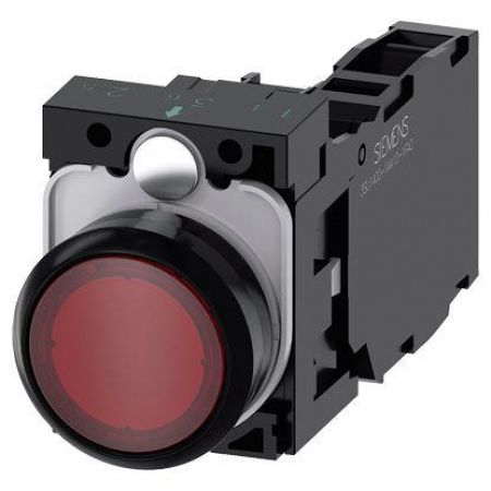 3SB3647-0AA21 (3SB3647-0AA21) Нажимной выключатель с подсветкой. утапливаемая кнопка со встроенным светодиодом серия 3SB3. 1 NO + 1 NC. красный. SIEMENS