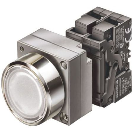 3SB3647-0AA71 (3SB3647-0AA71) Нажимной выключатель с подсветкой. утапливаемая кнопка со встроенным светодиодом серия 3SB3. 1 NO + 1 NC. прозрачный. SIEMENS