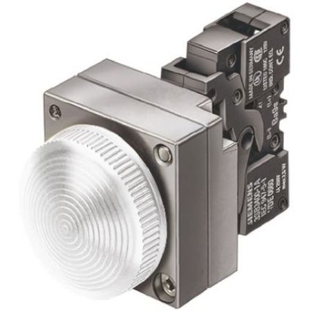 (3SB3652-6BA60) Световой индикатор с рифленым светофильтром. со встроенным светодиодом серия 3SB3. AC 230V. белый. SIEMENS