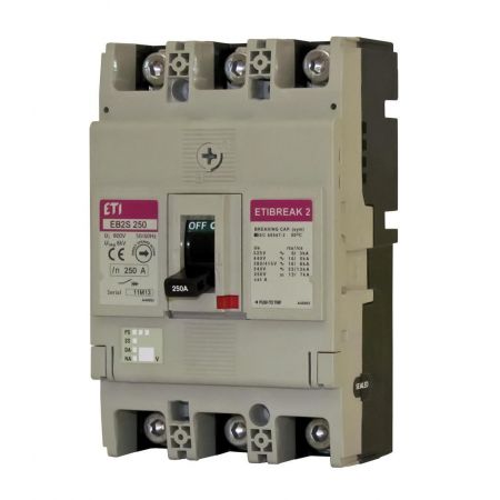 (4671865) Автоматический выключатель EBS2S 250/3HF. с фиксированными настройками защит. Iн=250 Ампер. 380В. 3 полюса. 40 кА. ETI