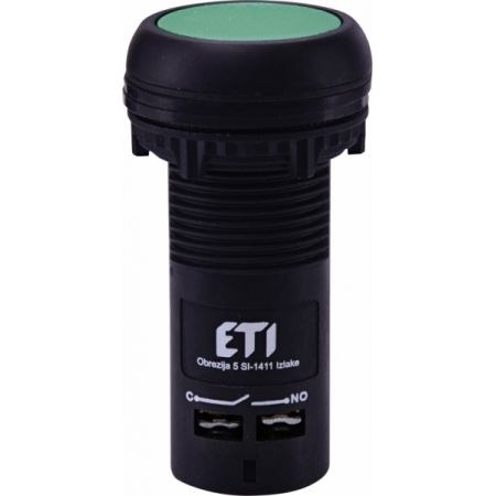 (4771451) Кнопка моноблочная утопленная ECF-10-G (зелёный). 1NO 2A/230V AC. ETI