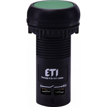 (4771471) Кнопка моноблочная утопленная ECF-11-G (зелёный). 1NO+1NC 2A/230V AC. ETI