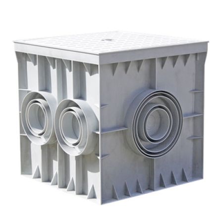 (CP303032) Колодец кабельный пластиковый e.manhole.300.300.300.6.cover. 300х300х300мм. 6 выходов под трубу. с крышкой. E.NEXT
