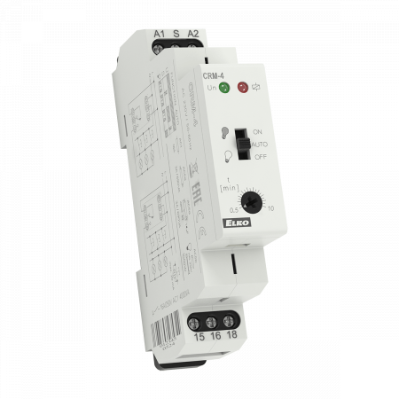 (CRM-4/230V) Реле времени мультифункциональное CRM-4/230V. AC 230 V. лестничный автомат - диапазоны времени:30s - 10min. режимы:AUTO.ON.OFF. ELKO