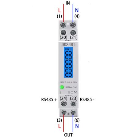 Лічильник електроенергії однофазний. на DIN-рейці DDS661 220V 60Hz 5(60)A. RS485. EARU