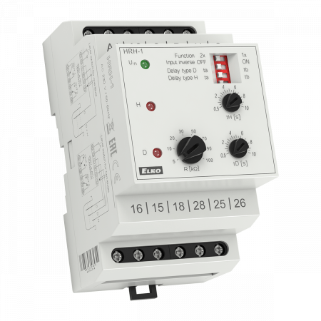 (HRH-1/230V) Реле контроля уровня жидкости HRH-1/230V с одно и двухуровневым котролём. 3-модульное исполнение. AC 230 V. ELKO