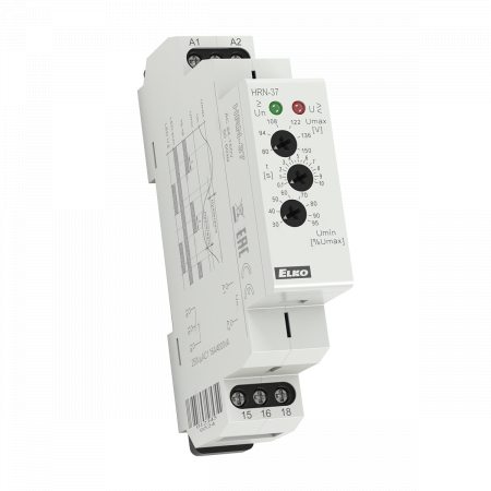 (HRN-37) Реле контроля напряжения в 1-фазных сетях HRN-37. Umax 80-150 V. Umin 30-95%Umax. ELKO