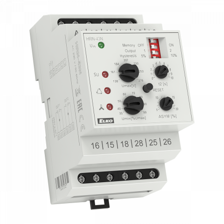 (HRN-43/24V) Реле контроля напряжения в 3-фазных сетях HRN-43/24V AC/DC. Umax 240-480 V. Umin 35-99%Umax. ELKO