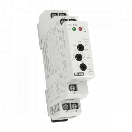 (HRN-54N) Реле контроля напряжения в 3-фазных сетях HRN-54N. 3x400V/230V. 3x400V+нулевой провод. ELKO