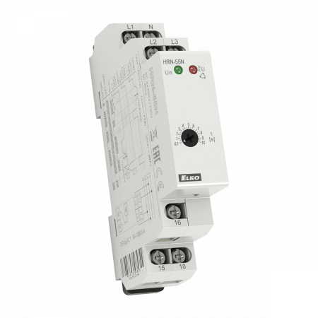 (HRN-55N) Реле контроля напряжения в 3-фазных сетях HRN-55N 3x400/230V AC+Ноль. Umax 125 % Un. Umin 75 % Un. ELKO