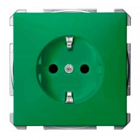 MTN2300-0304 (MTN2300-0304) Механизм розетки с защитными шторками. заземлением и накладкой Merten Shuko. 2 полюса. 16А. зеленый. Schneider Electric